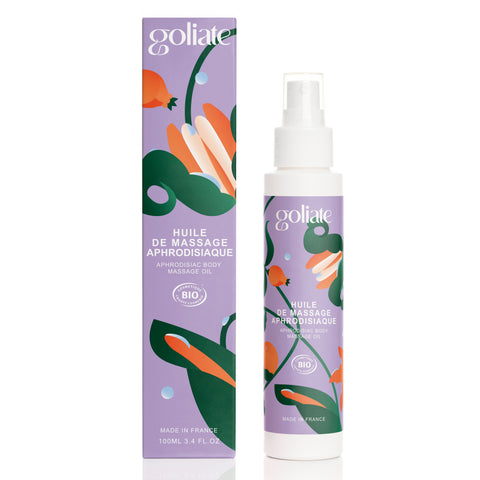 Ulei de Masaj Organic GOLIATE | Efect Afrodisiac | Gel Cosmetic Relaxant | Masaj Senzorial în Cuplu | Pentru Femei și Bărbați | 100 ml