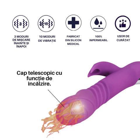 Milo – Vibrator telescopic cu încălzire