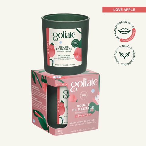 Lumânare de Masaj Organică + Balsam Intim Regenerant pentru Vulvă + Geantă Goliat  Cadou