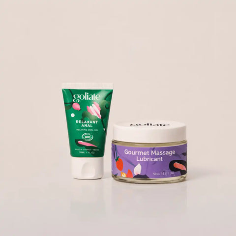 Relaxant Anal + Cremă Gourmet Couple /Gel + Geantă Goliate