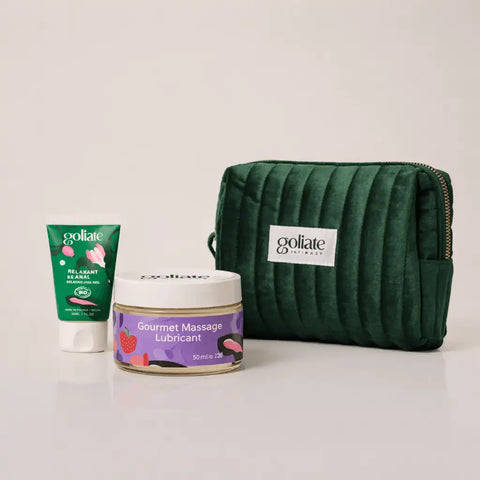 Relaxant Anal + Cremă Gourmet Couple /Gel + Geantă Goliate
