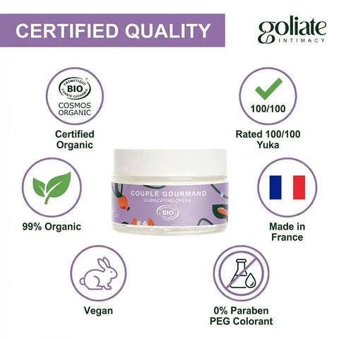 Cremă/Ulei de masaj comestibil și lubrifiant intim bio 2 în 1 | Goliate
